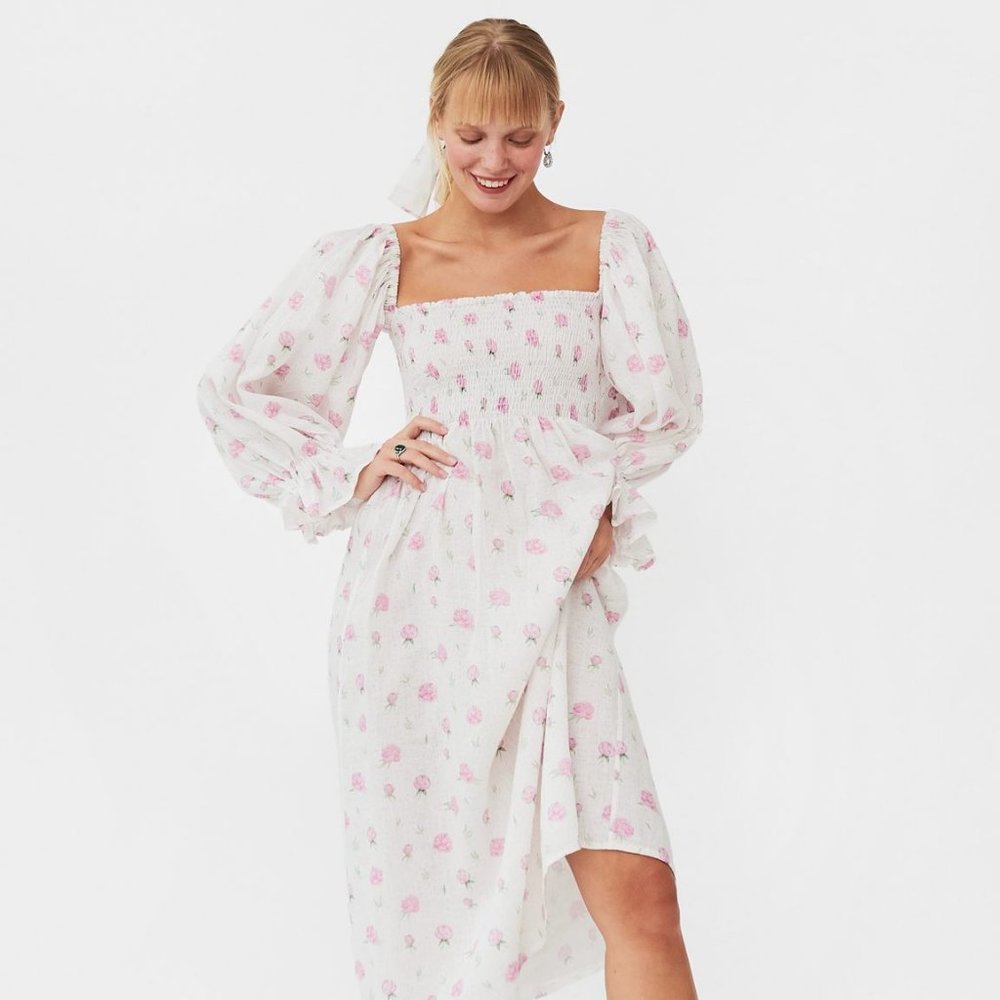 NWT Sleeper Atlanta Linen Dress in Roses